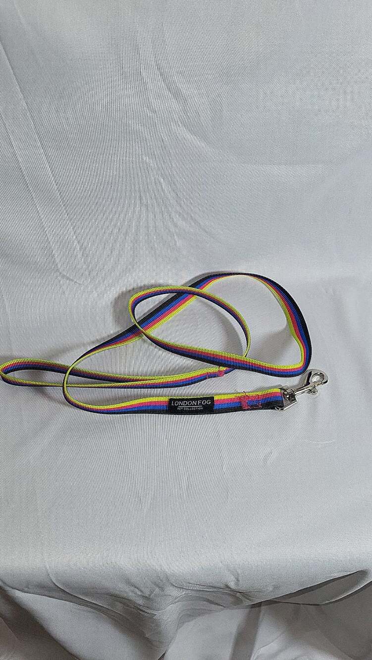 London Fog Pet Collection Rainbow Striped Nylon Dog Leash